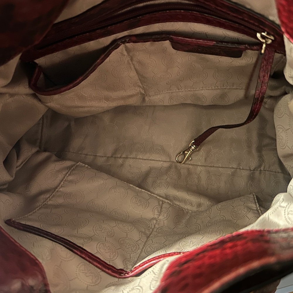 Michael Kors Red Snake Print Tote Bag - Picture 6 of 9